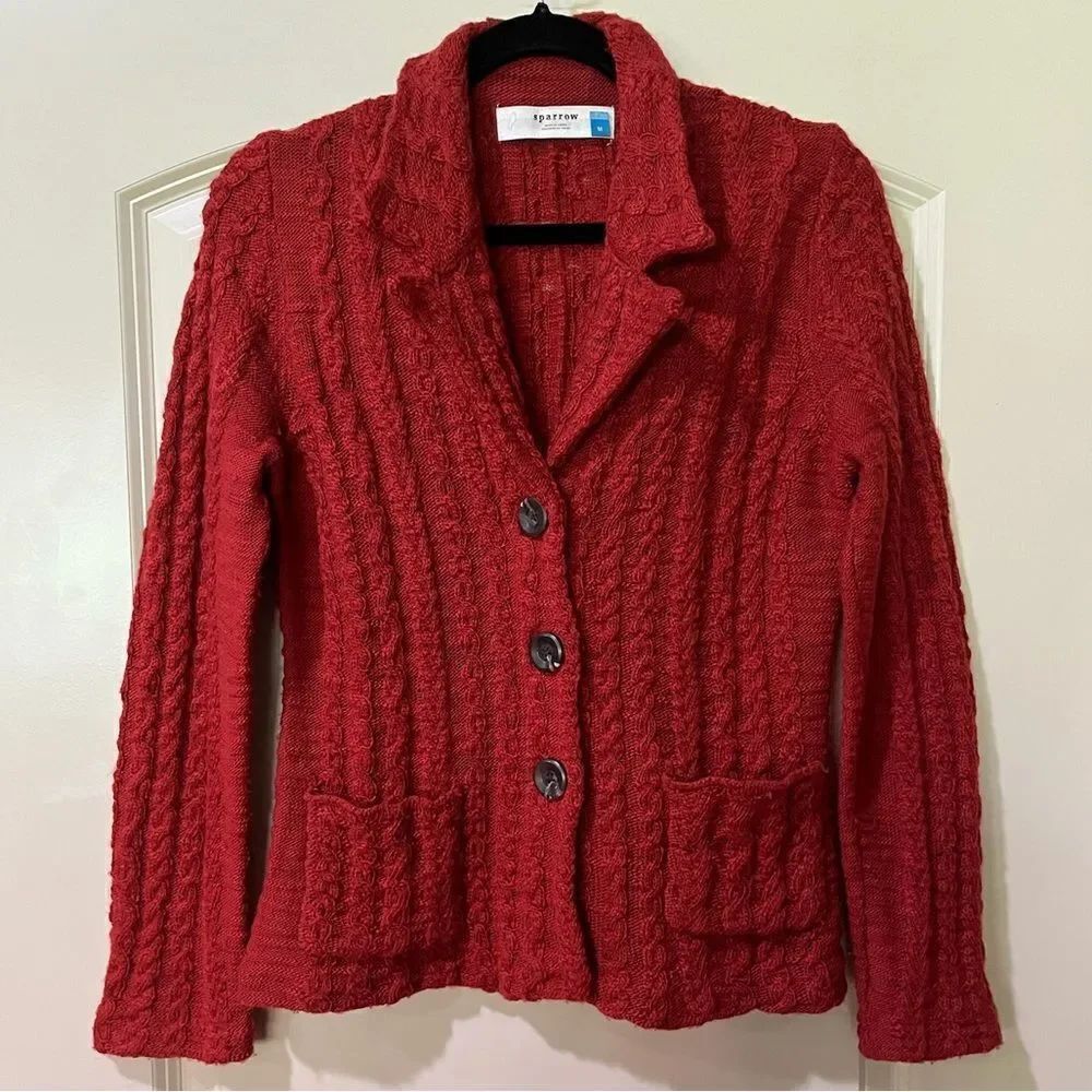ANTHROPOLOGIE SPARROW Button Up Cardigan Burnt Orange Copper Women’s Size Medium